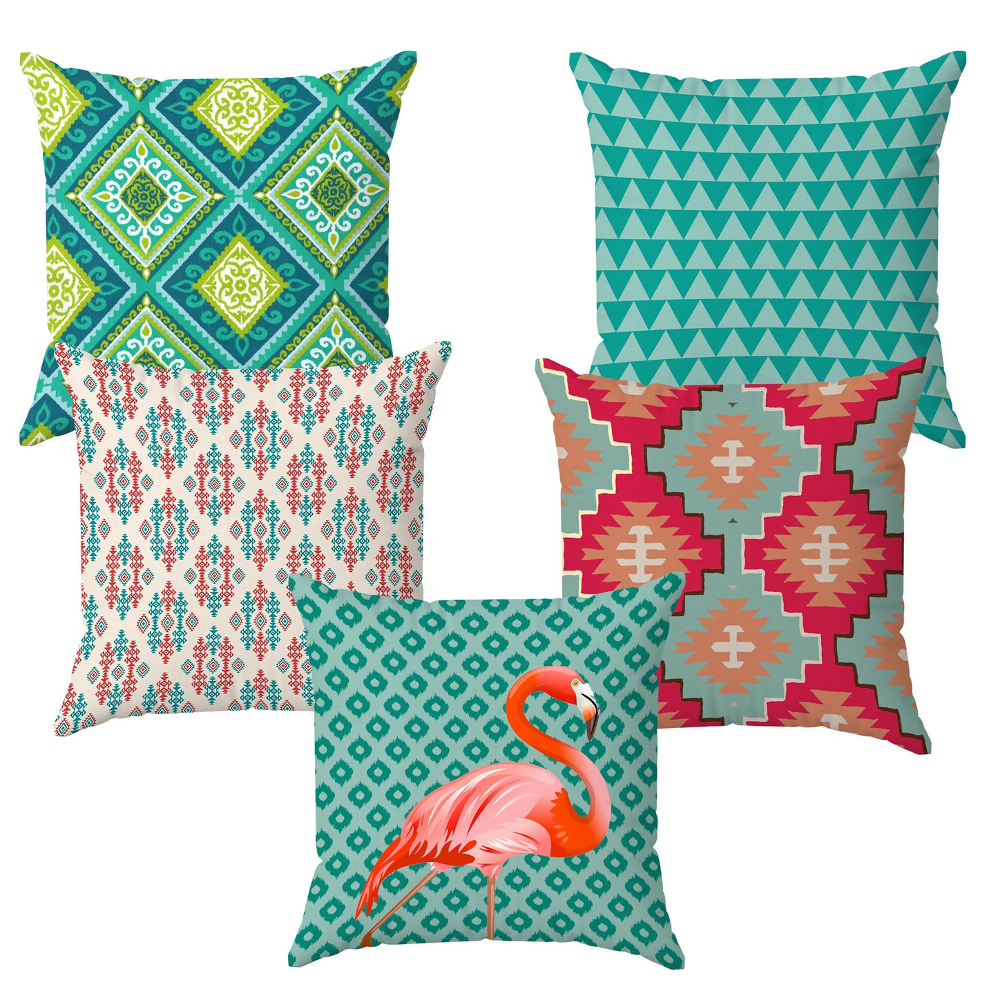 All Season Blue Poly Cotton Cushion Covers (Set of 5)