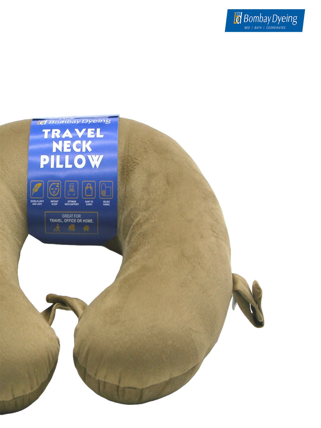100% Polyester Light Brown Color Travel Neck Pillow