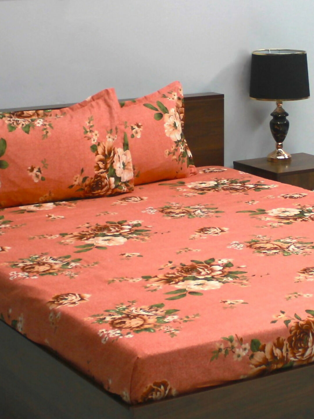 Bedsheet Mimosa 164 GSM Microfiber Pink Floral Double with 2 Pillow Covers