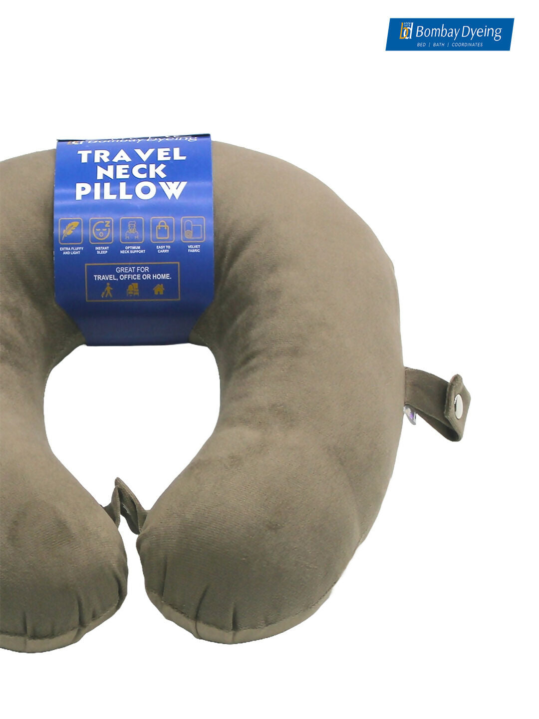 100% Polyester Dark Brown Color Travel Neck Pillow