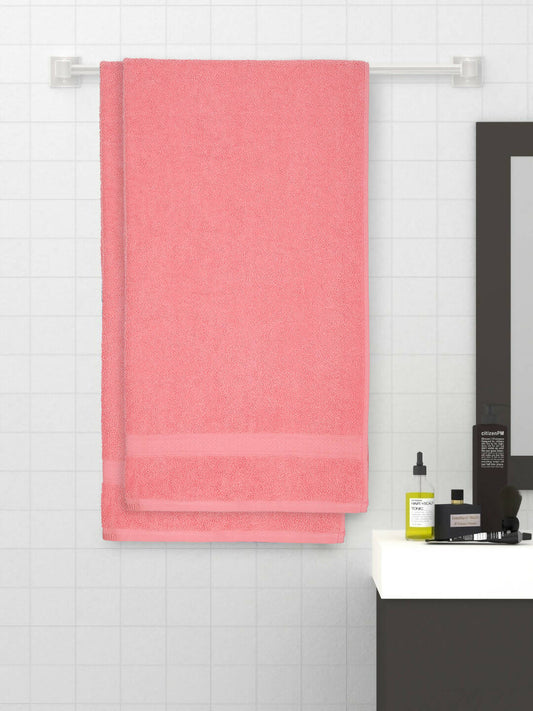 Bath Towel Pink Cotton 450 GSM Set (Pack of 2)